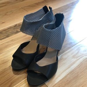 All black block heels
